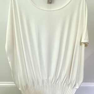 Chico's Cream Short Sleeve Relaxed Blouse
